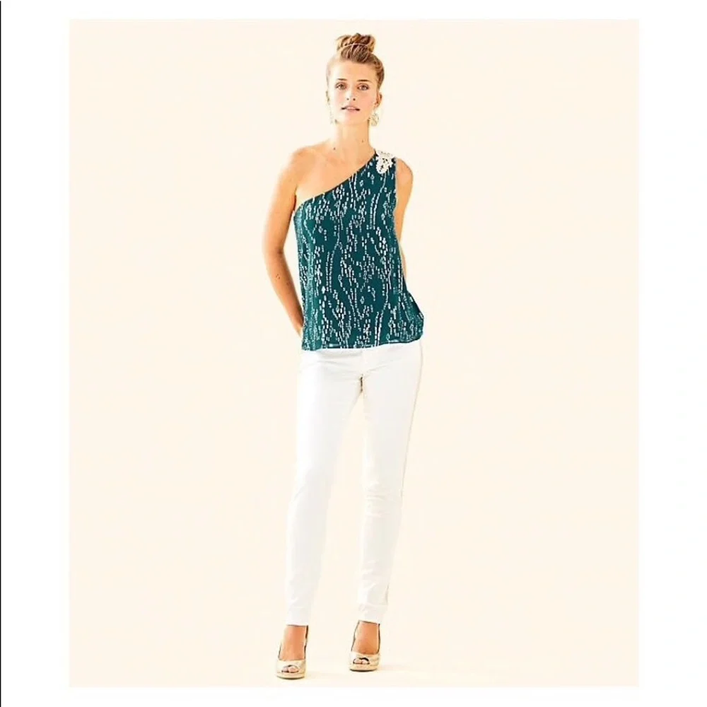 LILLY PULITZER Siene One Shoulder Silk Top - Picture 5 of 8